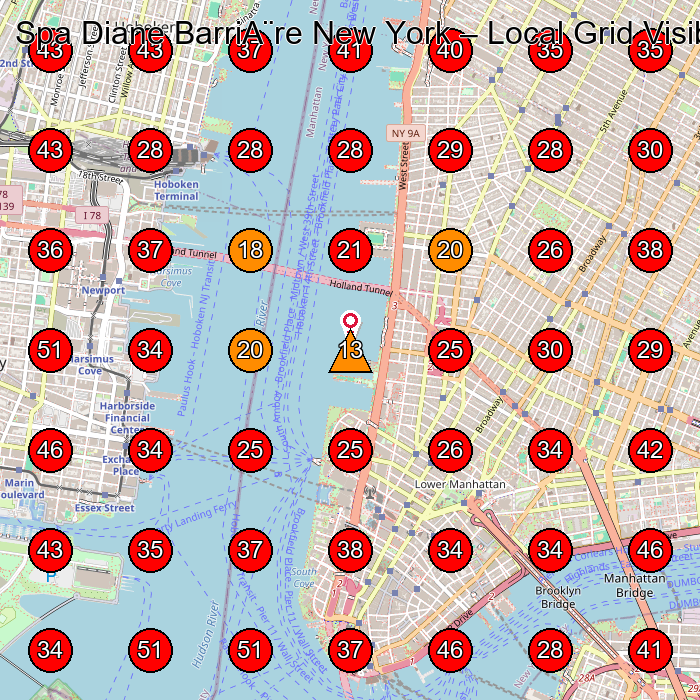 Spa Diane BarriA¨re New York GeoGrid visibility map for Spa And Health Club in New York